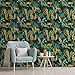 CHIHUT Cheetah Leopard Peel and Stick Wallpaper Jungle Tropical Wildlife Self Adhesive Wallpaper for Living Room Bedroom Removable Green Palm Leaf Contact Paper for Cabinets Walls 17.7” x 100”