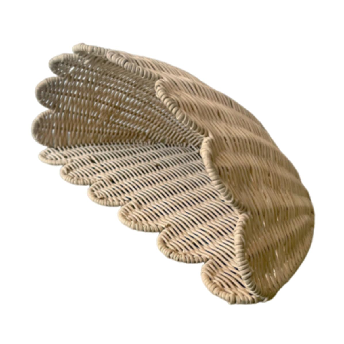 Cesta Tejida a Mano de Ratán Natural en Forma de Abanico para Colgar en Pared, Cesta Decorativa Versátil y Ahorra Espacio Adecuado para Sala o Baño