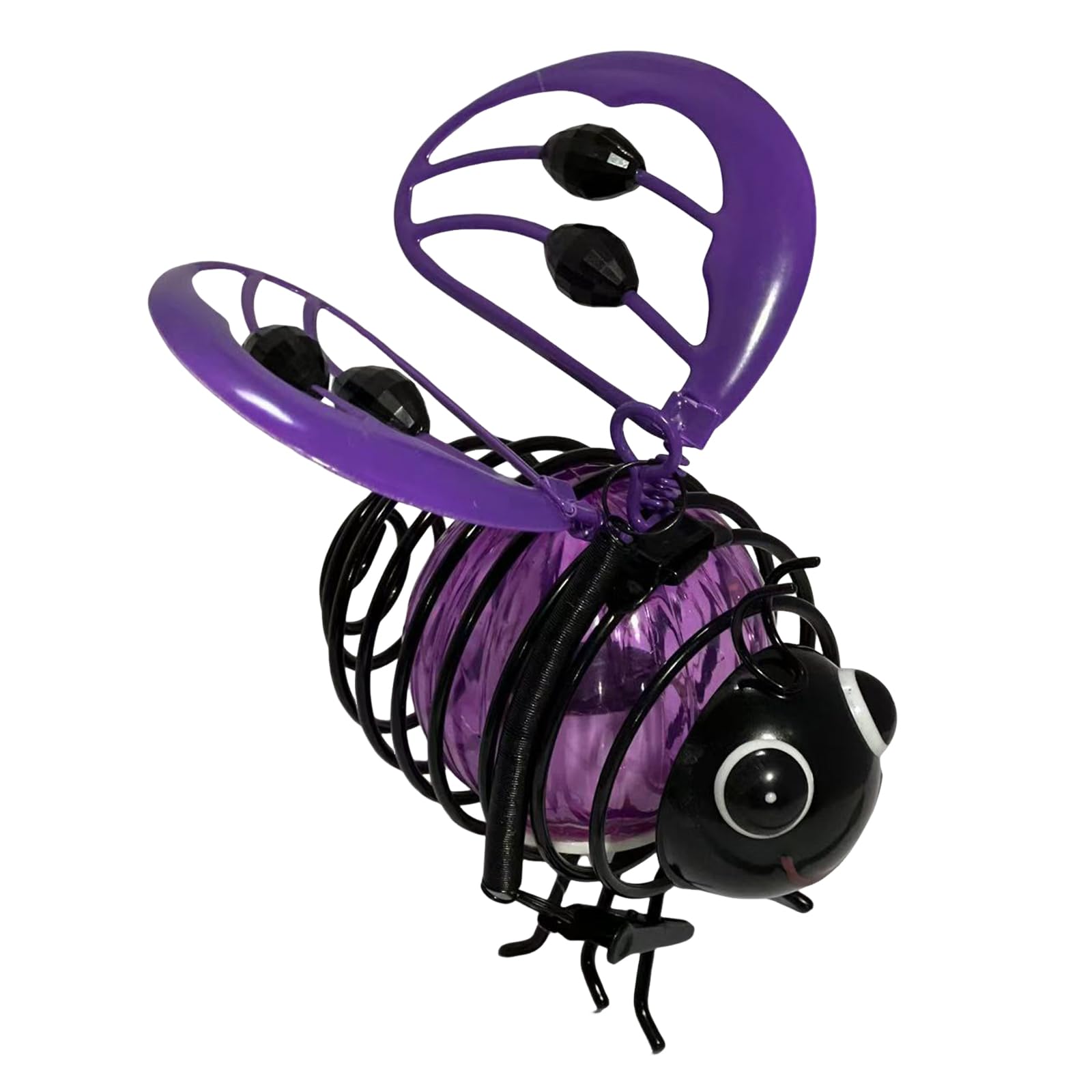 Introti In-Sect Simulation Light with Elastic Spring Lights Decorations Figurine Solar Hanging Flying Lamp for Outdoor(Purple 1)