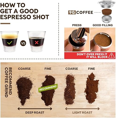 Miniatura 4 de Cápsula de café reutilizable, vaina de café rellenable de acero inoxidable para preparar espresso 230ML8OZ, cápsula de metal V-ertuoline compatible