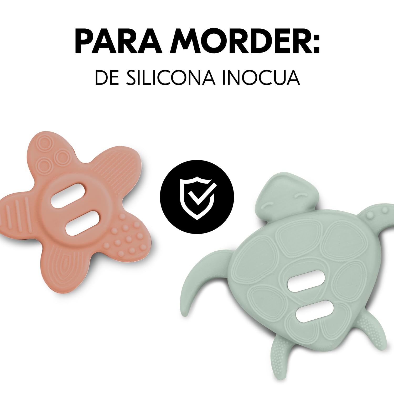 hauck Juego Encajables Bebé para Alpha+, Beta+ y Arketa - Puzzle para Niños de Madera y Silicona Alimentaria - Estimula Coordinación Mano-ojo - Juguetes desde 10 Meses - Turtle & Flower