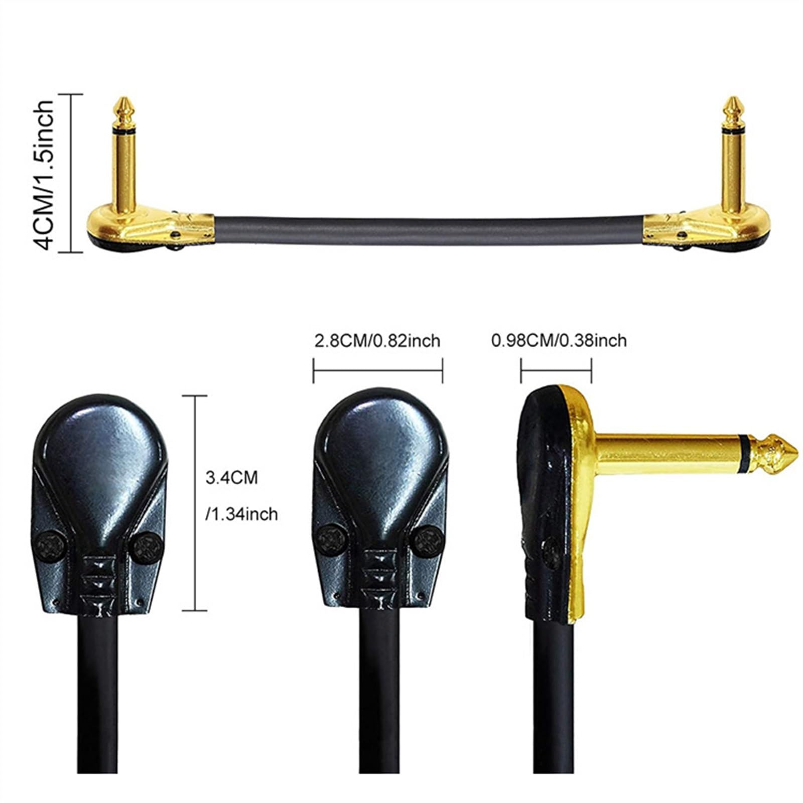 kabel audio do gitary Kable Krosowe Gitarowe Kątowy Kabel Gitarowy 1/4 Do Pedałów Efektów Gitarowych (Color : 3PCS-30CM)