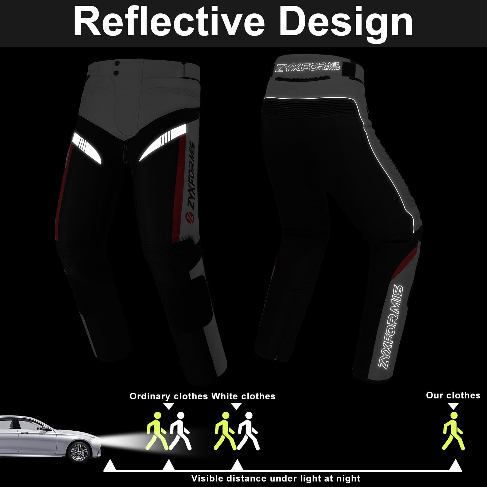 Pantalon de Moto en Textile étanche et Coupe-Vent imperméable Protection blindé Unisexe pour Moto avec Doublure Amovible