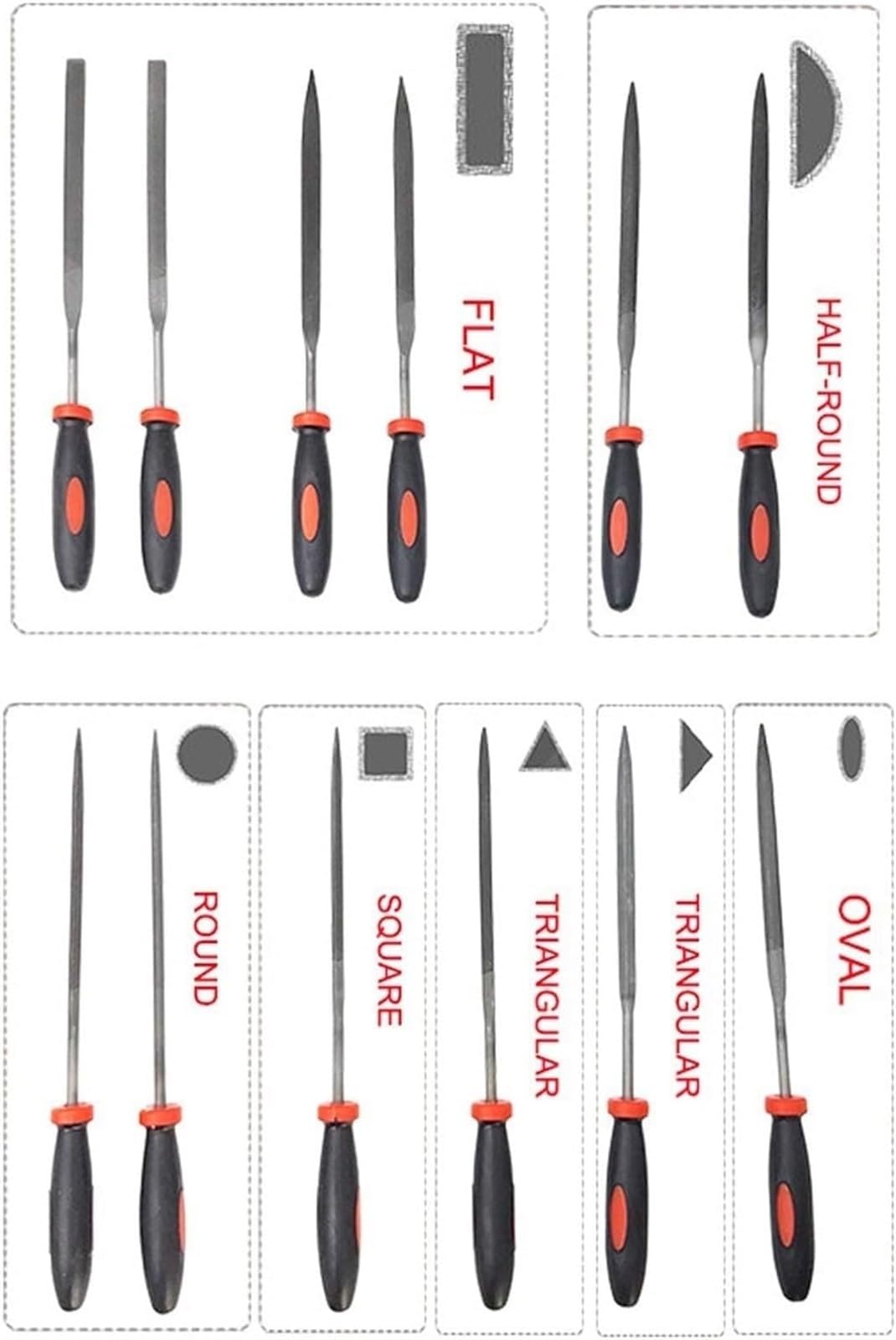 Lima de escofina de metal, juego de limas de aguja, juego de limas de metal de 17 piezas Limas de acero forjado for aplicaciones de limas de metal y madera Incluye lima redonda, semicircular, de diama