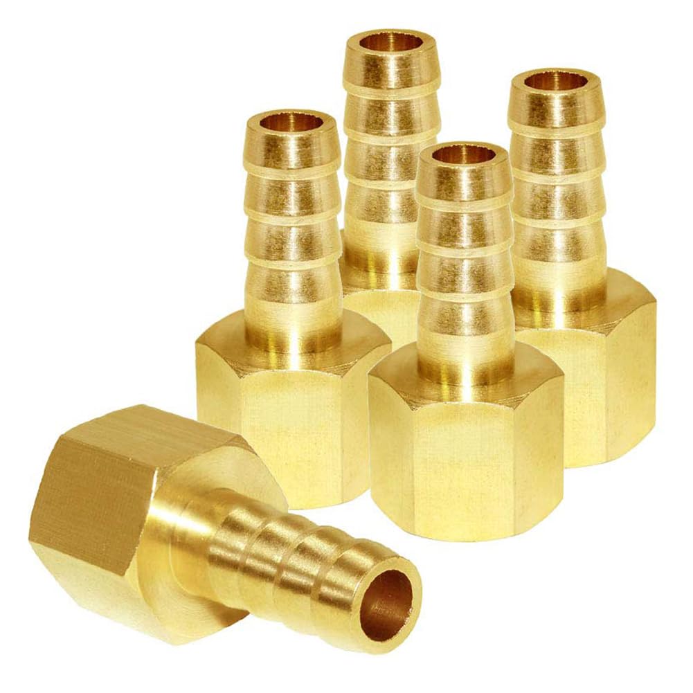 Joywayus Brass Hose Barb Fitting 1/8 Barb x 1/8 NPT Female 5-Pack