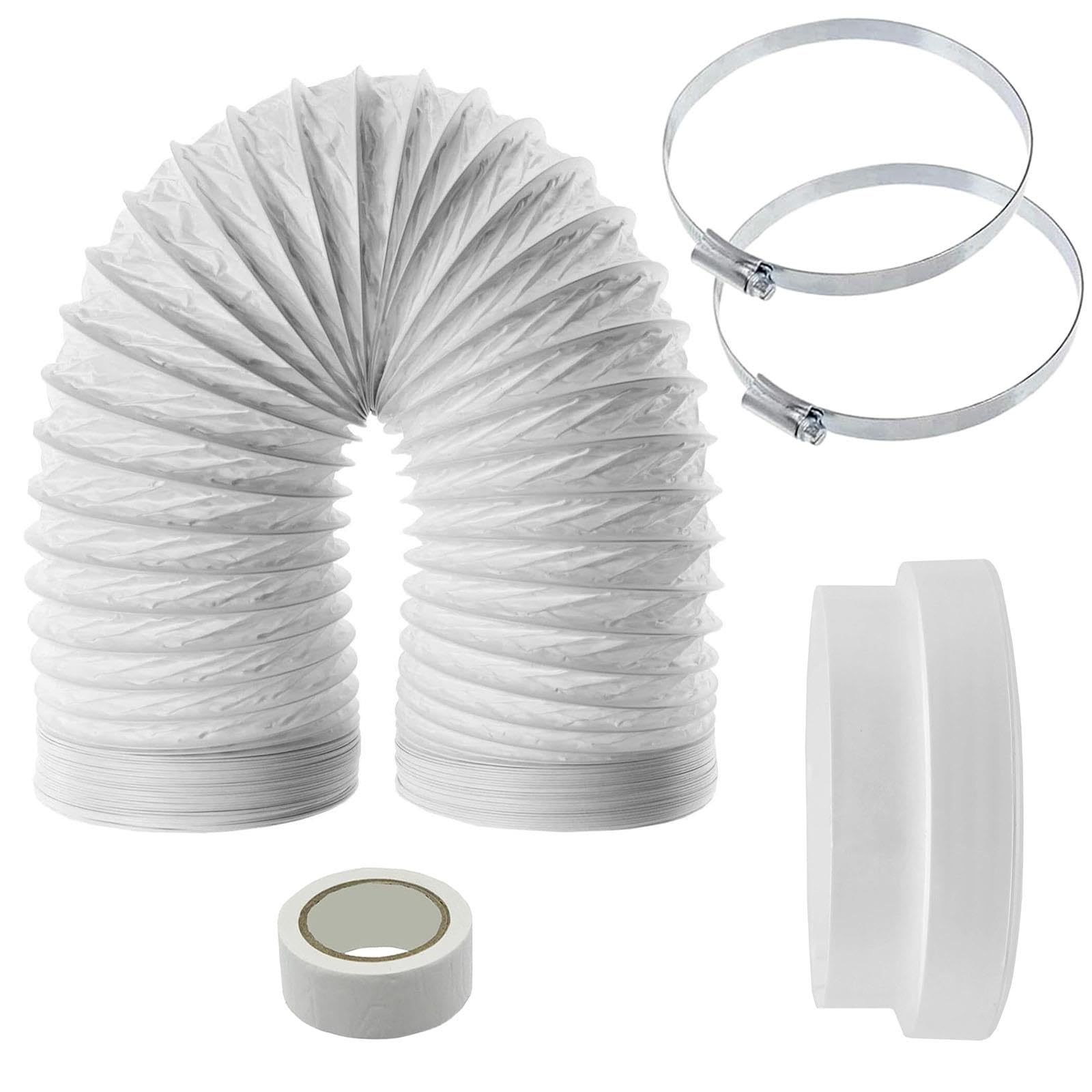 Spares2go White Universal Venting Duct Hose Extension Kit For Air Con Conditioner (5 Inch, 3M)