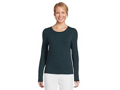Eileen Fisher Sheer Knit Round Neck Slim Long Sleeve T-Shirts Women