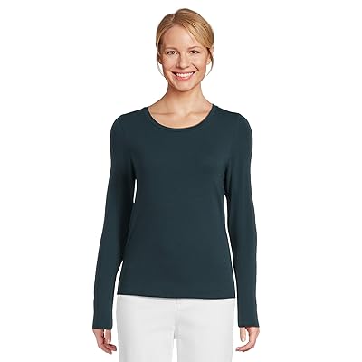 Eileen Fisher Sheer Knit Round Neck Slim Long Sleeve T Shirts Women