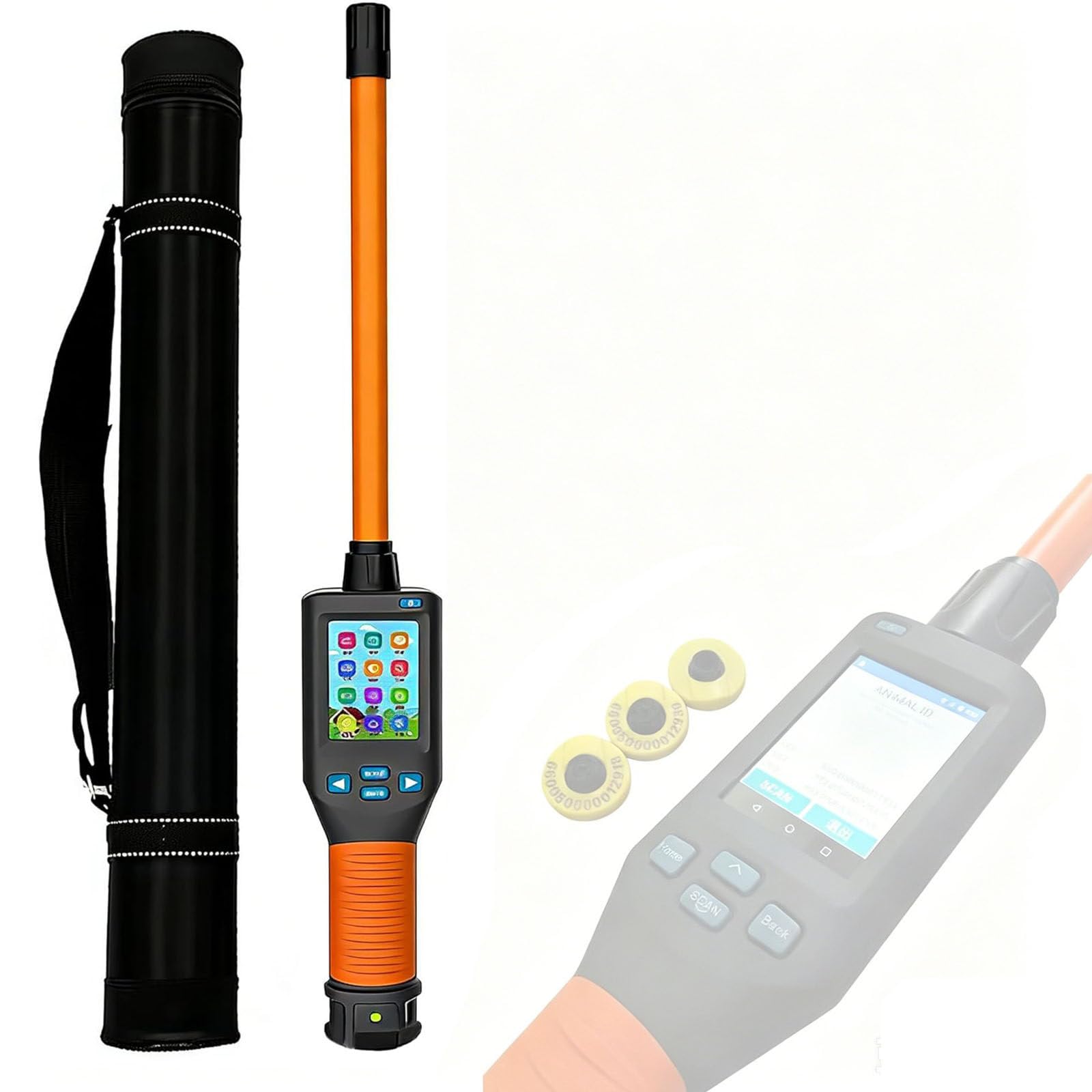 Scanner Tag Auricolari Animali,Lettore Microchip Animali Domestici,con Spegnimento Automatico Dopo 30 Secondi e Fino a 20000 Dati,134,2Khz RFID,ISO11784/85,per Animali