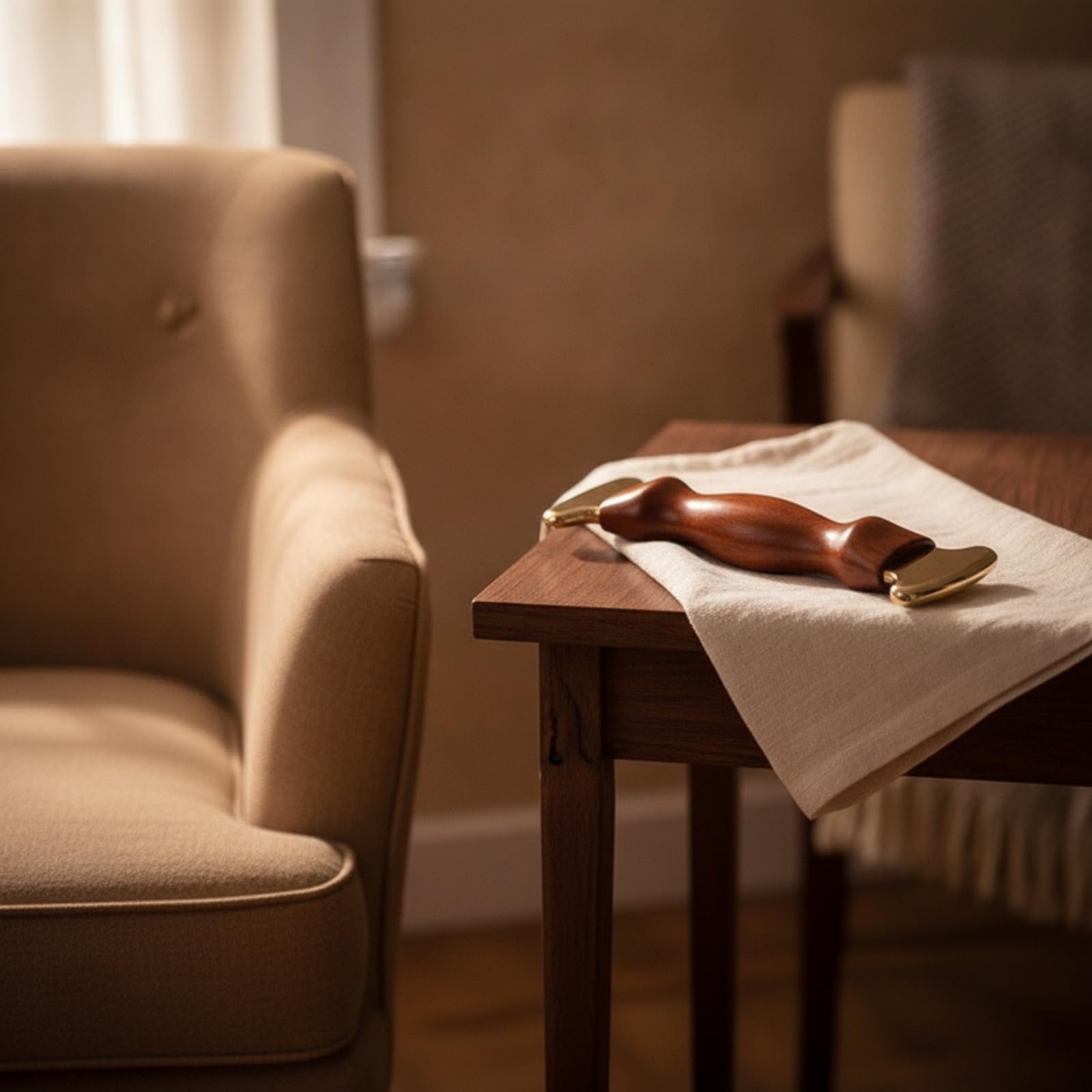 Gua Sha Werkzeug mit griff handlich Massagewerkzeug mit Filztasche rostfrei Massagegerät für Heimmassage