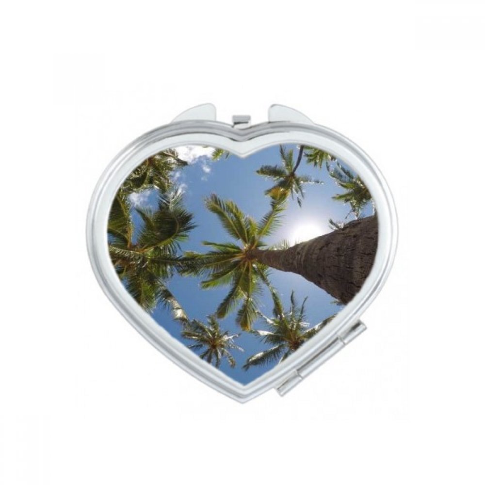 Miroir de poche compact et mignon avec motif nuages ciel bleu pour maquillage portable