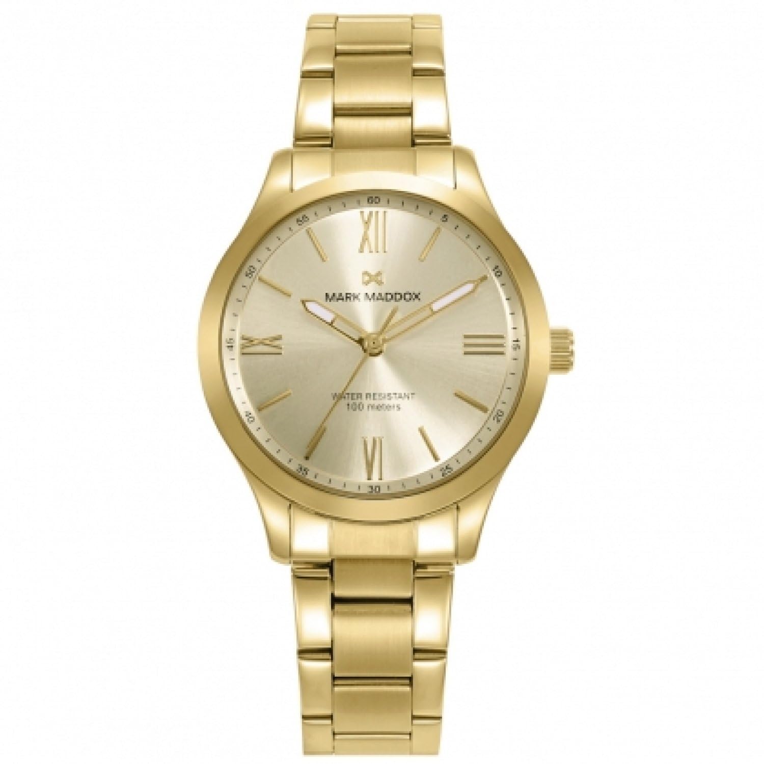 Mark Maddox Reloj de Mujer Marais MM1024-23 - Elegante y Lujoso con Caja y Brazalete de Acero IP Dorado, Esfera Dorada, 10 ATM, Movimiento de Cuarzo