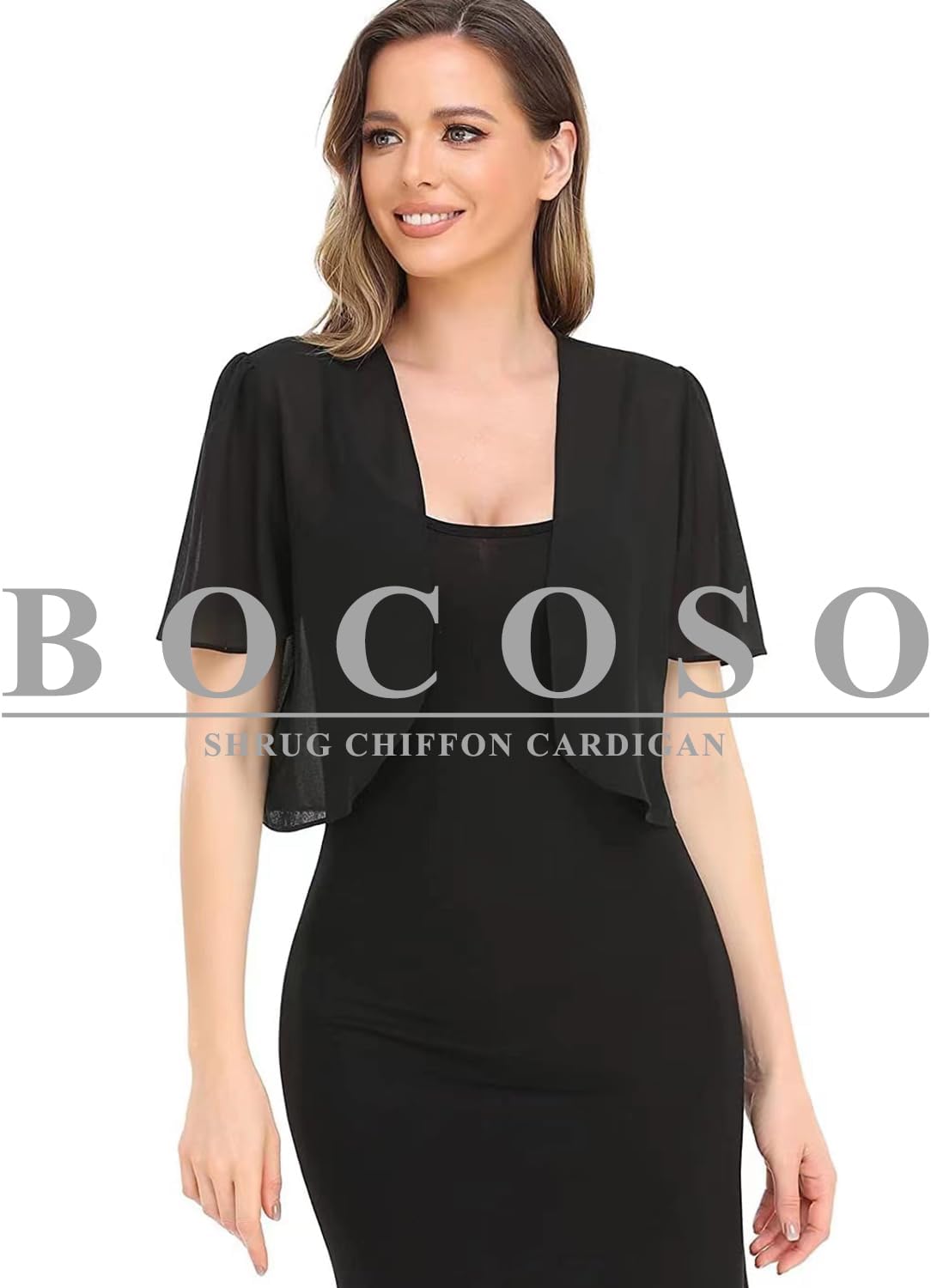 Women's Shrug Chiffon Short Sleeve Open Front Bolero Cardigan, Outerwear Shirt Tops, Summer Chiffon Blouse Shawl Cape - Image 2