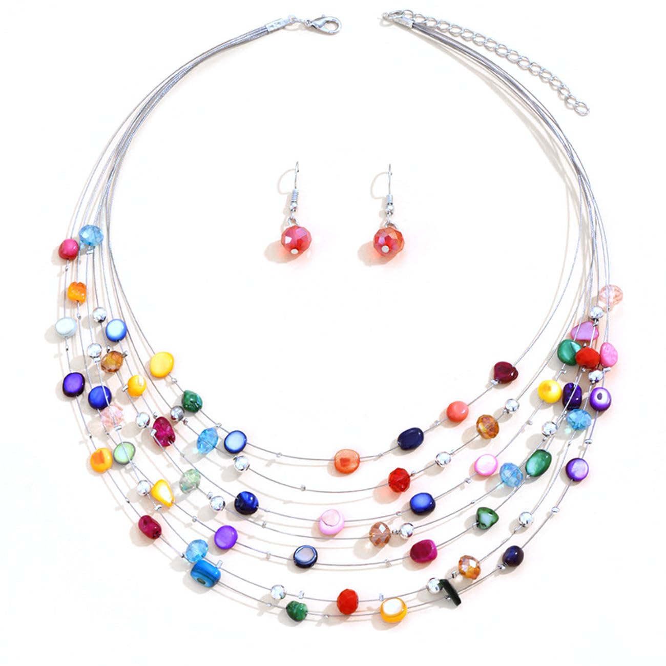 TOFBS Conjuntos de Joyas de Conchas de Cristal de Collar y Pendientes Boda Fiesta Cumpleaños Día de San Valentín Regalos