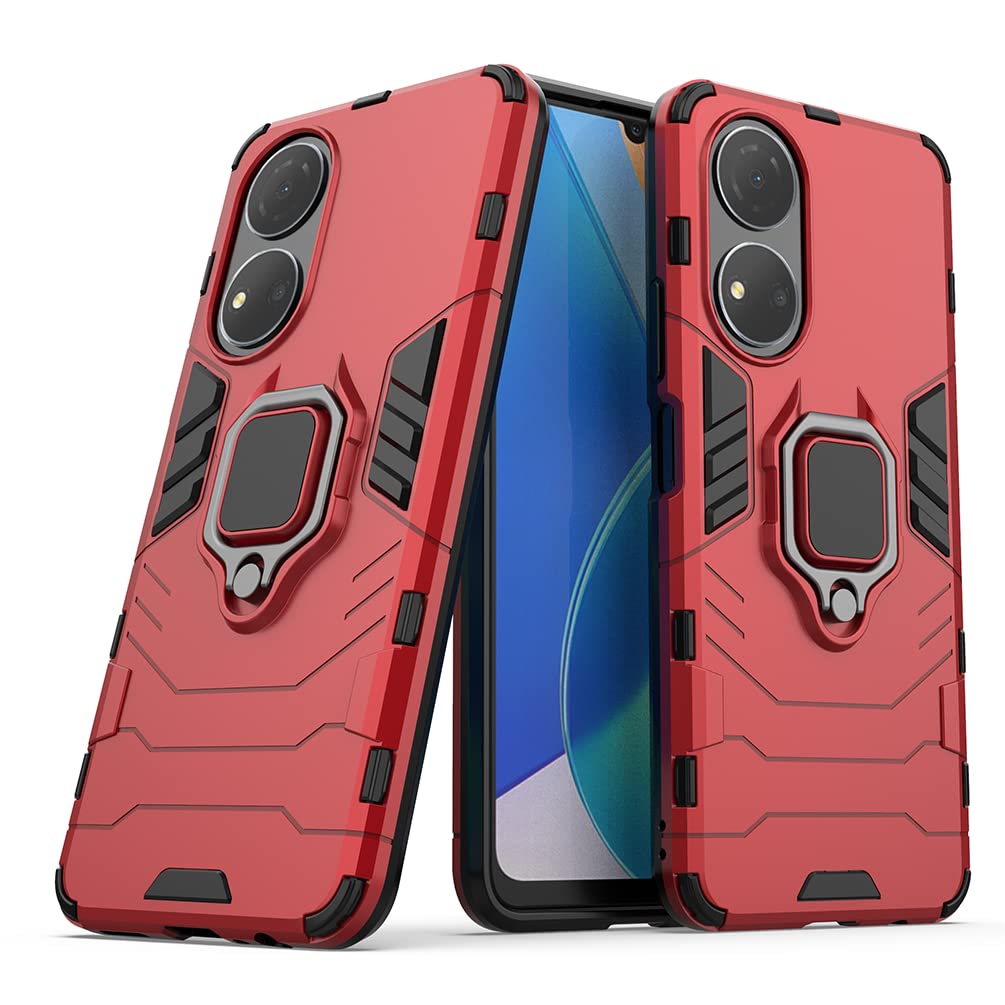 DOINK Cover Armor Per Huawei Honor X7 – Custodia Antiurto TPU+PC Con Anello Porta Carte E Supporto Magnetico – Nero