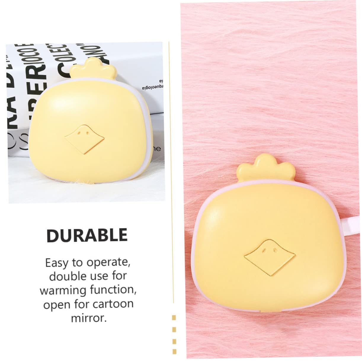 BESPORTBLE 8 Pièces Chauffe-Mains Chauffe-Main léger Main Rechargeable radiateur portatif Rechargeable chaufferette Main USB Portable Miroir de Dessin animé réchauffeur de Mains Abdos Yellow