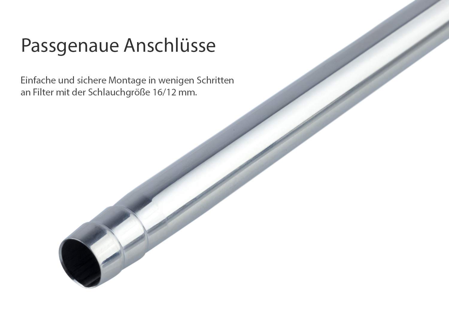 Q-Grow hochwertiger Aquarium Einlauf Auslauf 12/16 aus Edelstahl - mit Oberflächenskimmer