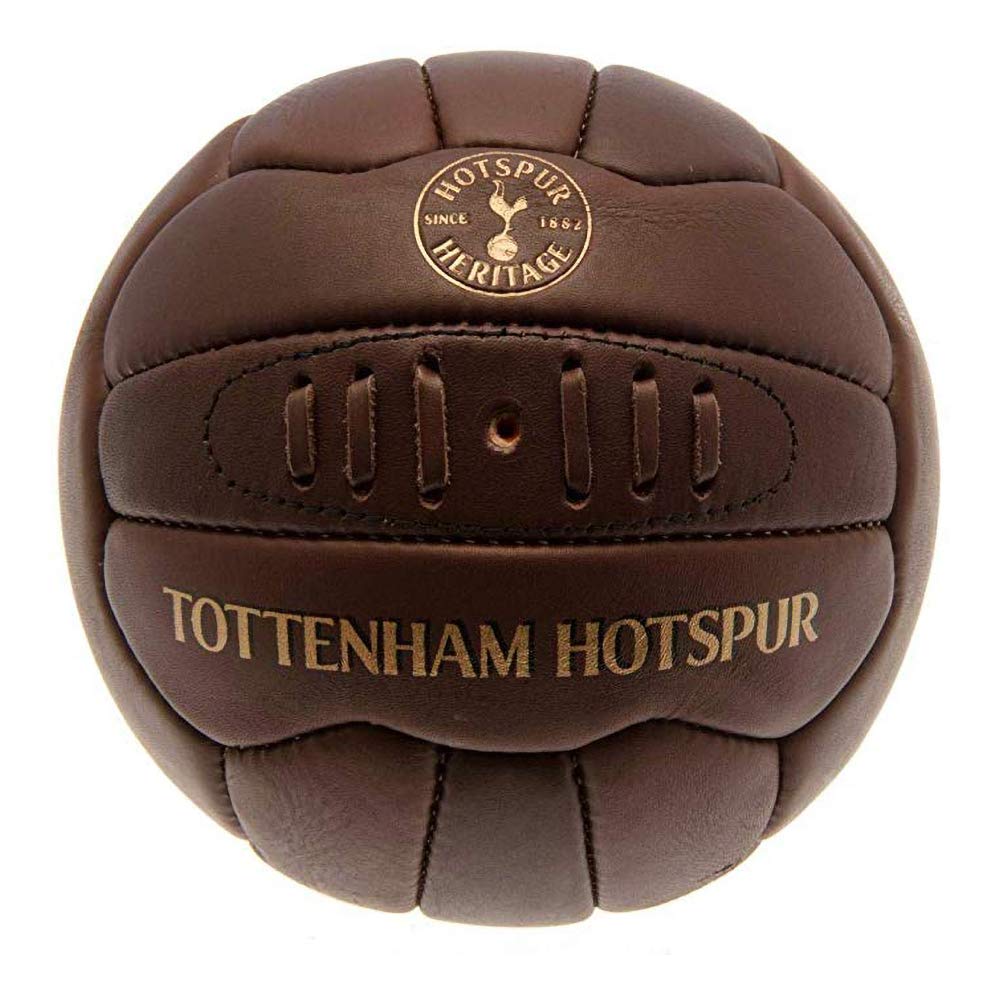 Tottenham Hotspur FC - Balón de fútbol de piel estilo retro oficial de Tottenham Hotspur FC (Tamaño 5) (Marrón)