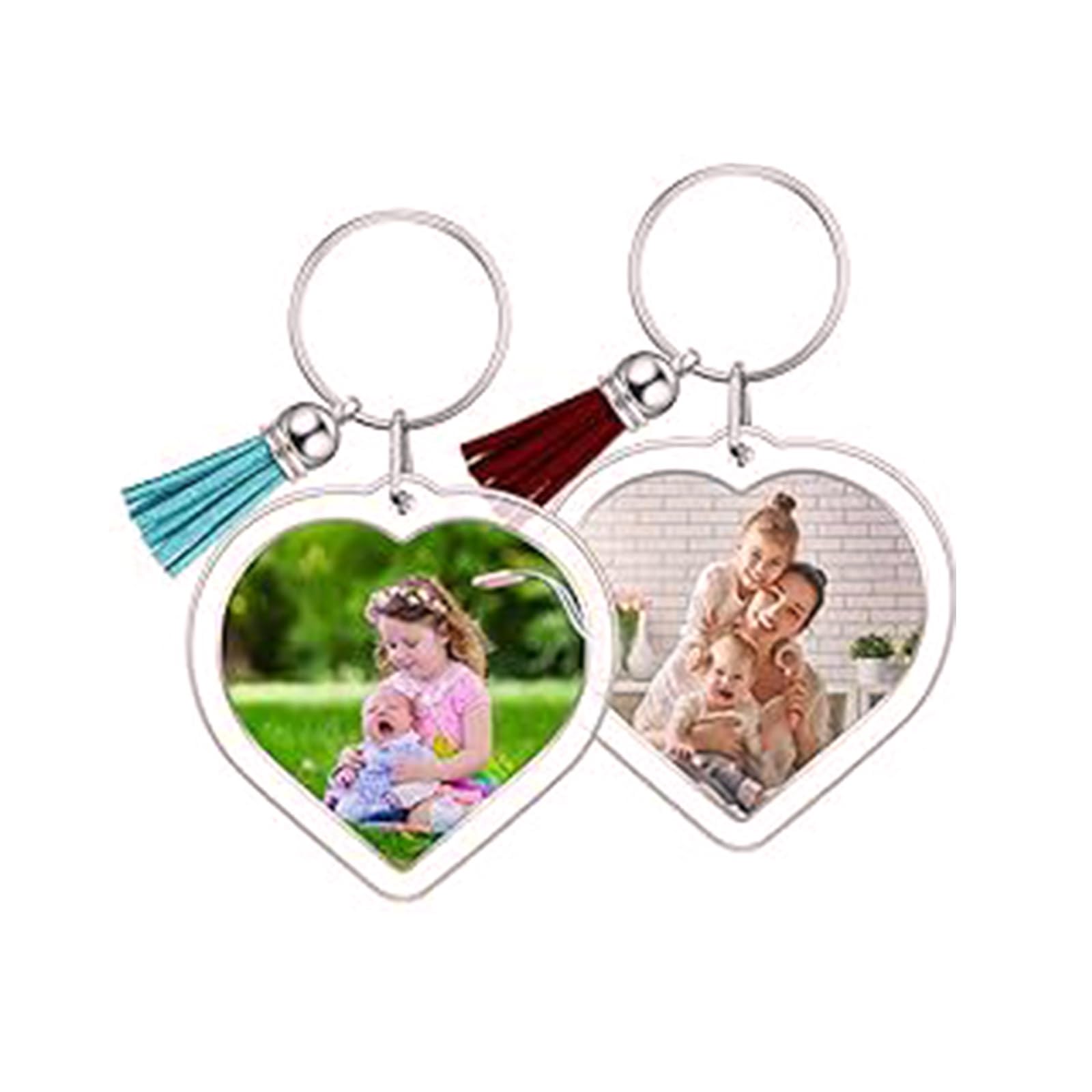 30 Portachiavi In Acrilico Trasparente A Forma Di Cuore Fai Da Te - Inserisci Foto, Regalo Personalizzato - 5x5 Cm