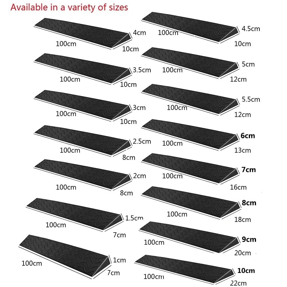 Rampy do skuterów inwalidzkich, Rampa progowa dla wózków inwalidzkich w łazience, wiele rozmiarów, wielokolorowa, na werandę przy drzwiach(Red,100x16x7cm)