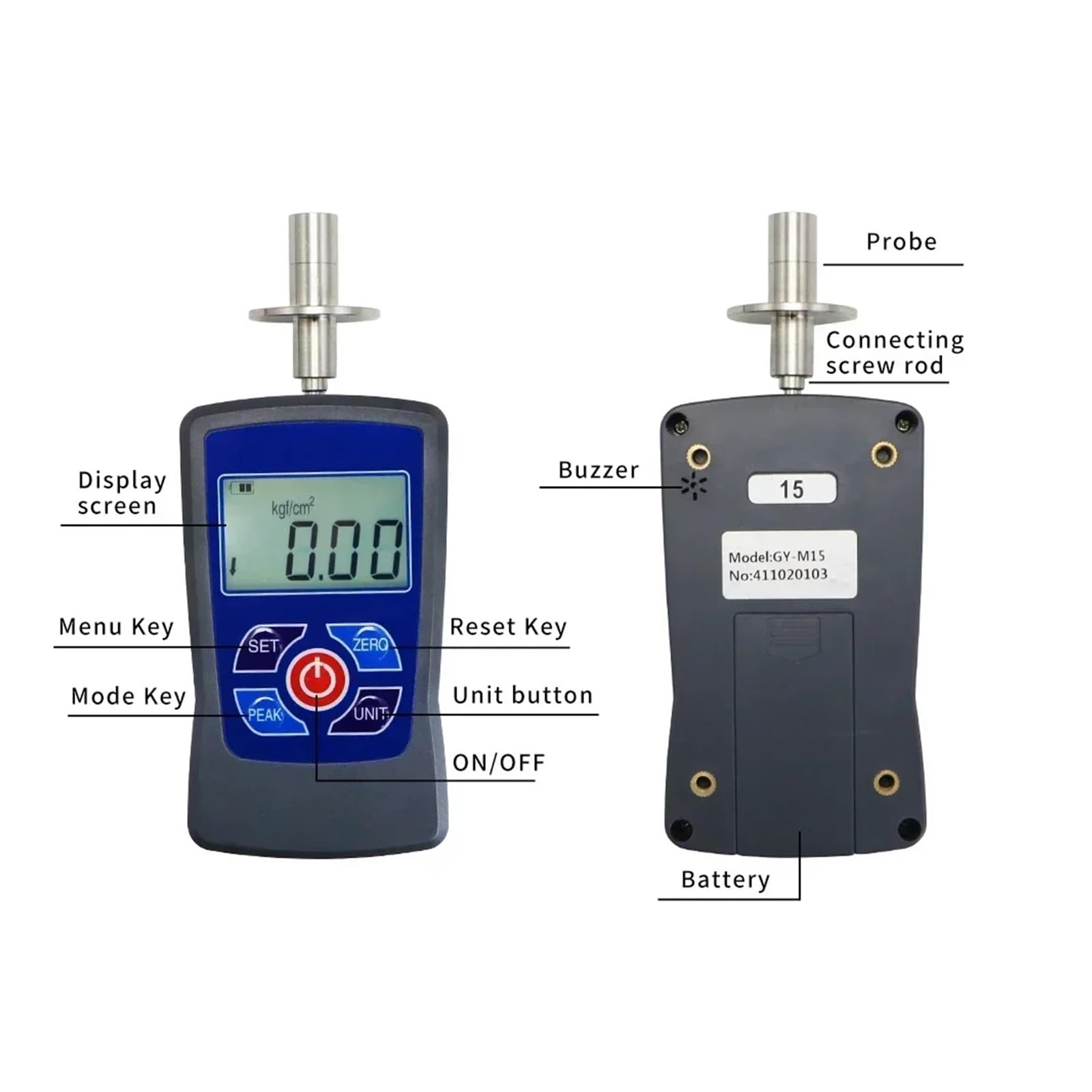 Härteprüfer, Digitales Obst-Penetrometer, Sklerometer, Durometer, Härteprüfgerät Zur Bestimmung Des Reifegrads Von Obst M15/M30(GY-M15)