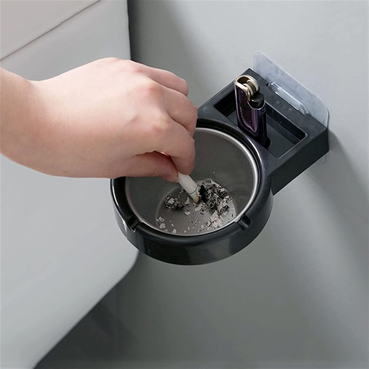 KPNG Stainless Steel Wall-Mounted Ashtray, Garden Ashtray Weed for Outside, Ash Holder for Smokeless, Wind Cool Ashtray Mold, Cigarette Ashtray for Outdoor Use (Pack Of-1, Black) 1