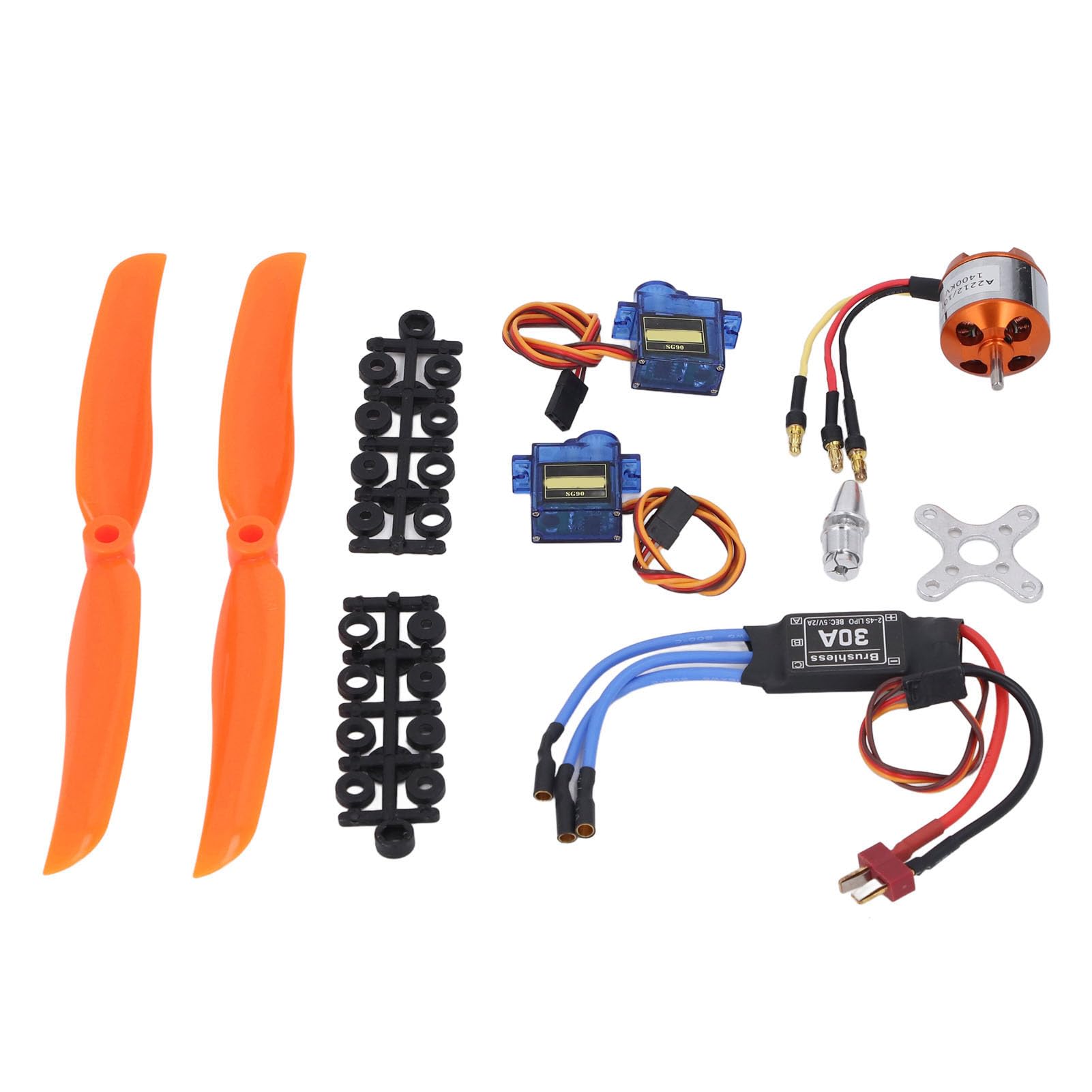 Fafeicy Kit de Accesorios para Aviones RC, Motor sin Escobillas de 1400 KV con Servos 30 A ESC y SG90, Unidad de Potencia Completa para Aviones RC, Helicópteros, Modelos de Ala Fija