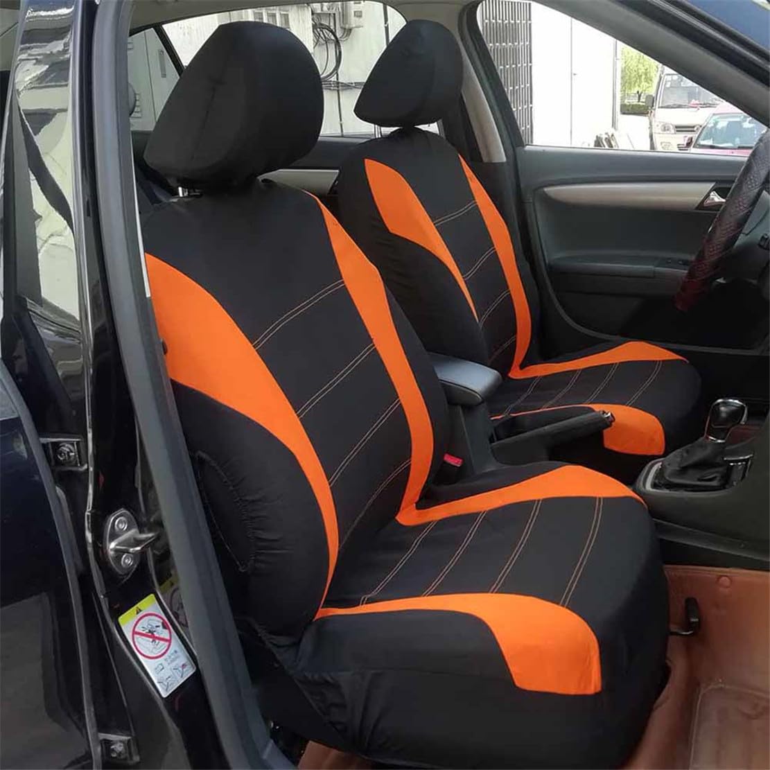 Housse de Siège Auto Universelle 5 et 7 Places Coussins pour Siège Voiture,Auto Protecteur de Siège, Couvre Siège Voiture, Siège de Housse de Voiture,Orange Noir,2 * Places Avant