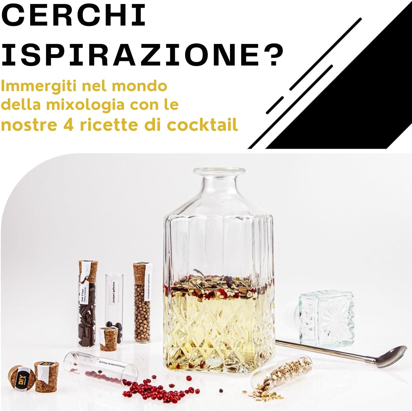 DIBYS Mini Kit Gin Botanico | Set Fai-Da-Te con 12 Spezie Naturali per Gin Tonic e Cocktail | Kit di Infusione con Carte Ricetta e Scatola in Legno | Set Regalo per Uomini e Donne | Set per Fare Gin