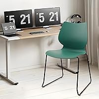 Vista 8 de Silla apilable para sala de espera, silla de oficina apilable con soporte lumbar ergonómico y patas de metal, sillas de escritorio de plástico