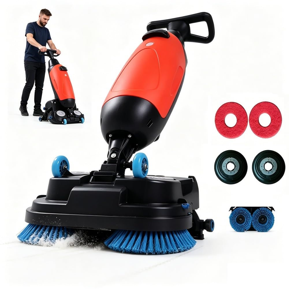 Limpiador Y Abrillantador De Suelos Comercial, Pulidora De Suelos A Batería De 17 Pulgadas Con Rotación De 360°, Motor De 350 Rpm, Depósito De 2,3 Galones, Cobertura De 13000 Pies Cuadrados