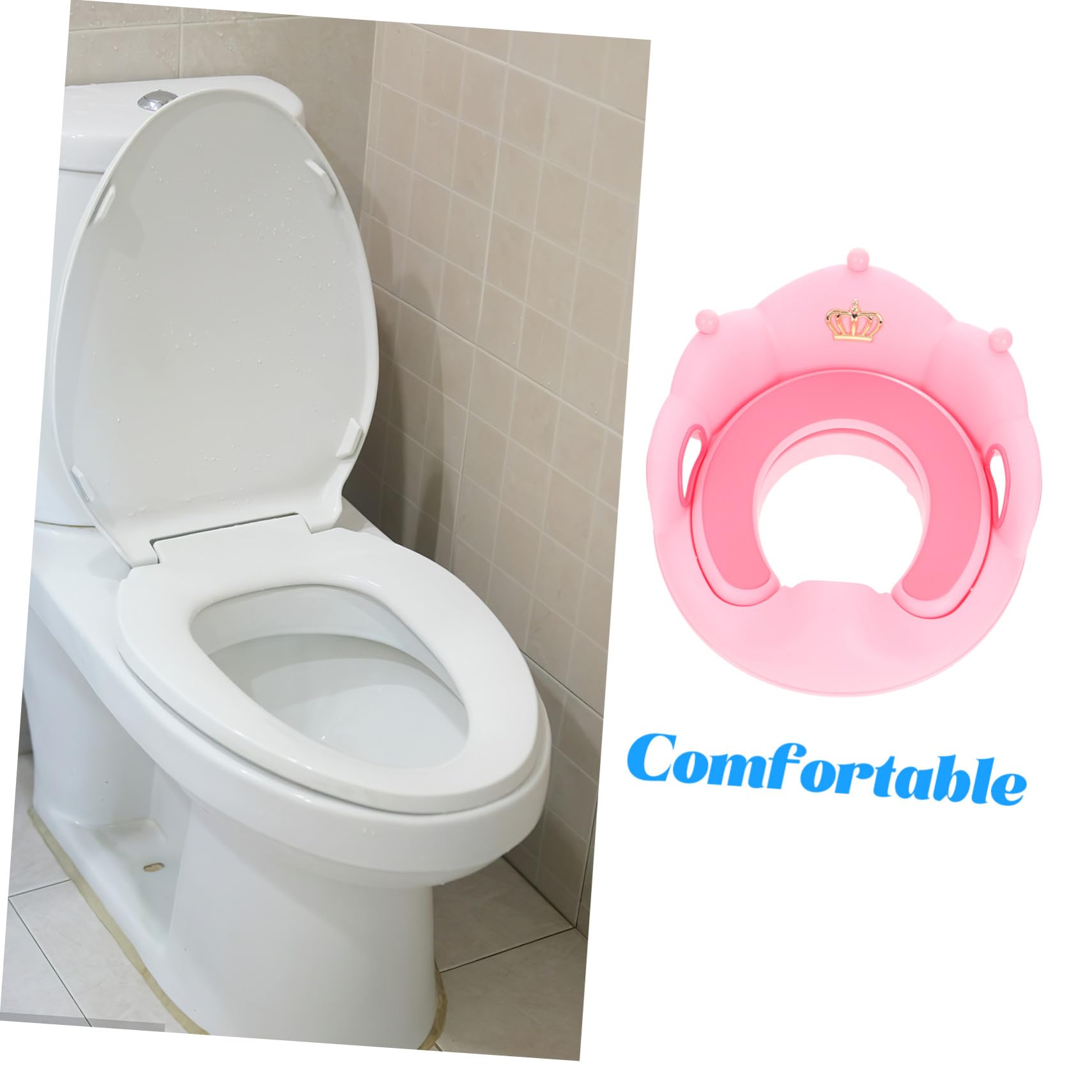 Hemobllo Seggiolino Wc per Ragazzo Ragazza con Maniglie Antiscivolo, Vasino da Addestramento in Polipropilene Resistente, Cuscino Rimovibile per Casa e Viaggio, Adatto a Maschietti