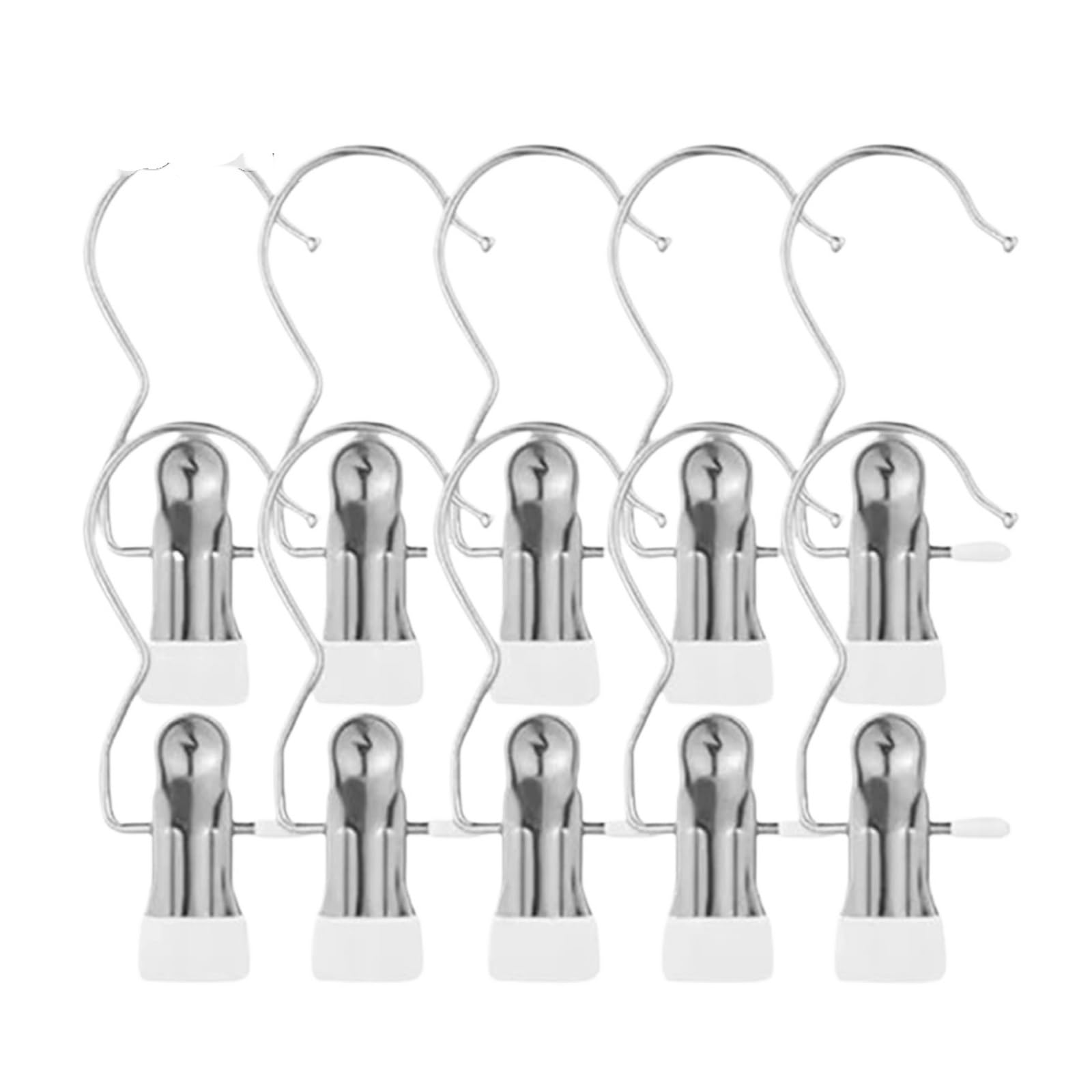 Clothes Pegs with Hooks Space-Saving Laundry Hangers for Closet Organization(White-10pcs)