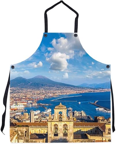P.S. I Love Italy Delantal Napoli - Delantal con peto de temática italiana genial y lindo para hombres y mujeres, Multi