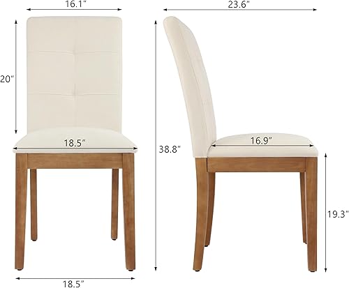Miniatura 3 de DAGONHIL Juego de 2 sillas de comedor, modernas sillas de comedor tapizadas de tela, sillas de cocina sin brazos con patas de madera y asiento