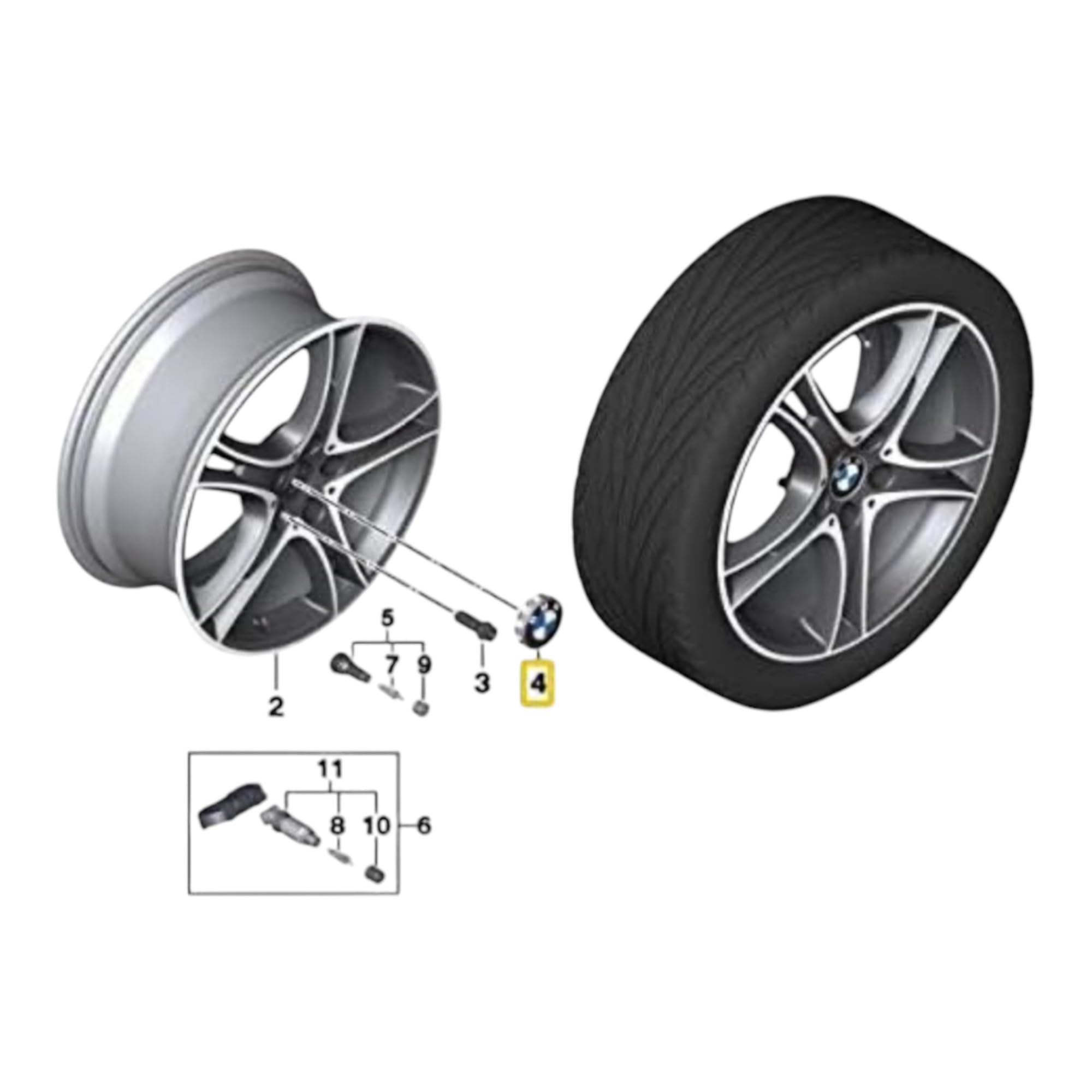Copri-mozzo originale BMW 1 pezzo Nabendeckel Mittellochdeckel con bordo cromato singolo