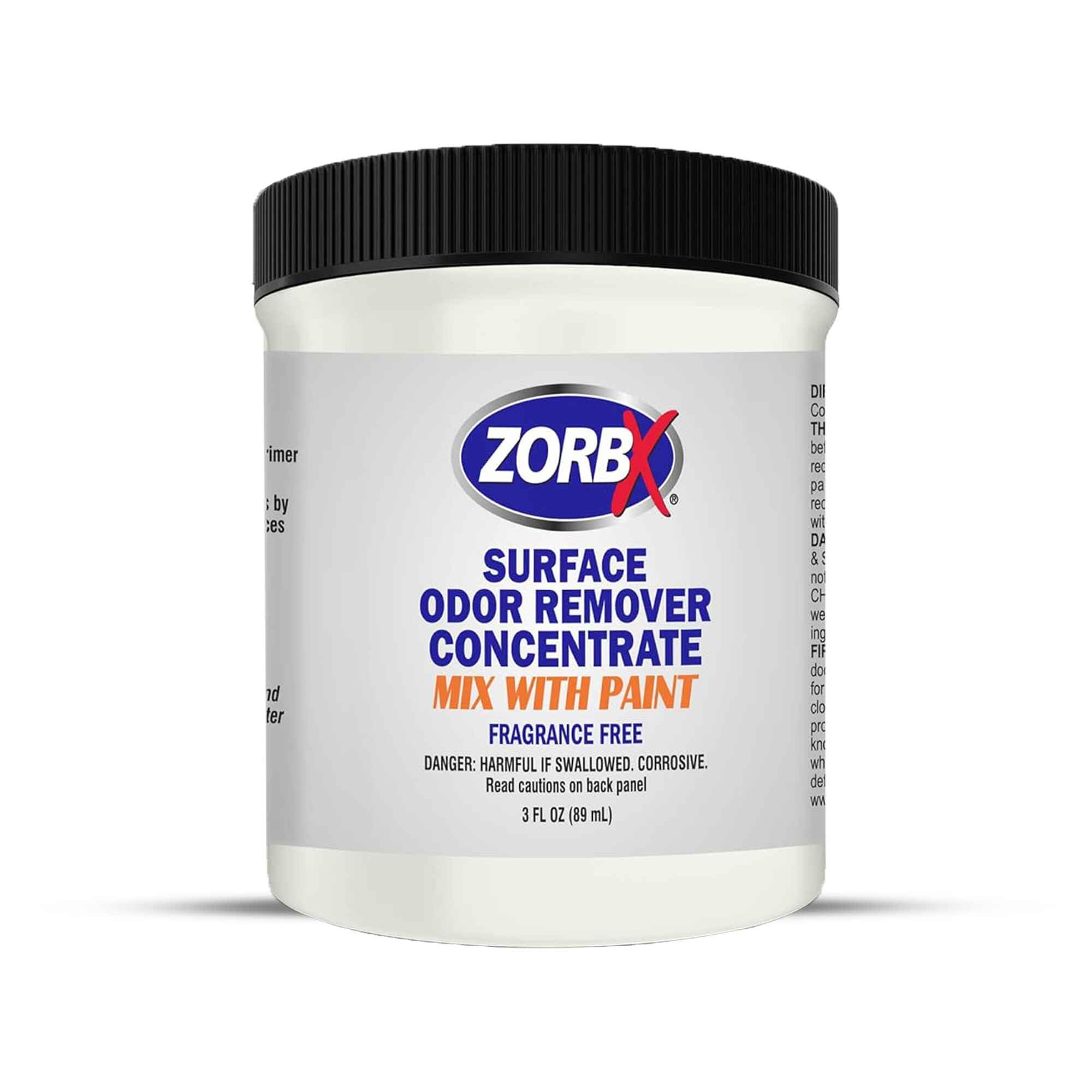 ZORBX 3 Oz Concentrate Surface Odor Remover Paint Additive - Mix 1 Jar in 2 Gallons of Paint for Wall, Ceiling & All Paintable Surface - Helps Remove Odor from Smoke, Mildew, Fire Damage, Cooking, Pet
