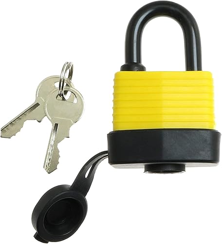 Miniatura 2 de Candado impermeable de 1.575 pulgadas (1.575 in), resistente a la intemperie, cubierta de acero laminado con 2 llaves para caja de medidor, hogar,