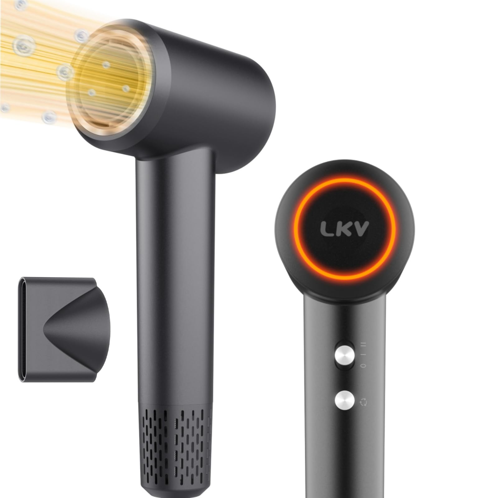 LKV Secador de Pelo Iónico Profesional 1500W AC Motor Secador de Pelo Iónico Profesional, Ligero y Potente,3 niveles de calentamiento y 2 ventiladores, secador pelo ionico viaje talla