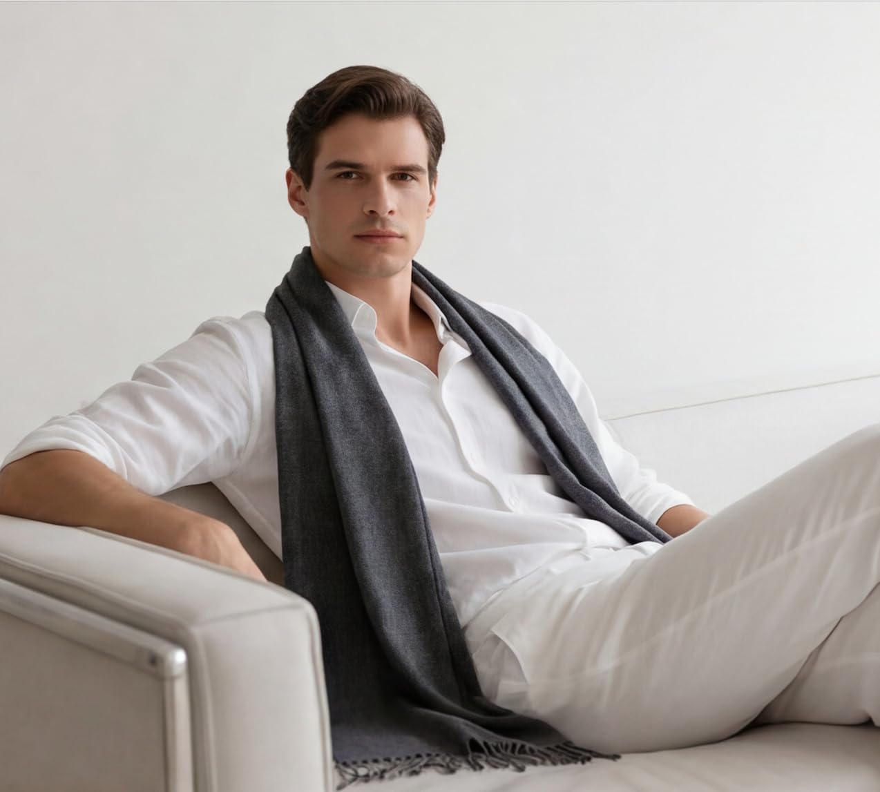 Écharpe d'été pour homme, en cachemire, 180 x 70 cm, fine, pour occasions formelles, style élégant, classique, cadeau pour lui