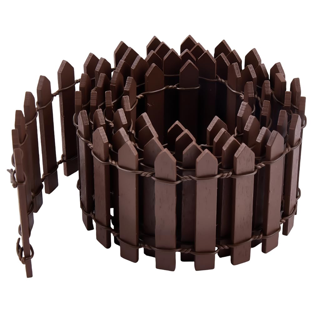 35 Inches Miniature Fences Fairy Garden Mini Wood Fence Long Small Coconut Brown Wooden DIY Flowerpot Decoration Wood Picket Micro Landscape Ornaments for Fairy Garden Plant Pot Craft Adult-image-33