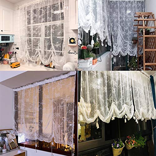 Lyfreen Sheer Curtains 72 Inch Length, Embroidered White Curtains Tie-Up Lace Curtains,Vintage Curtain For Bedroom Children Living Room Yard Kitchen #TOP6