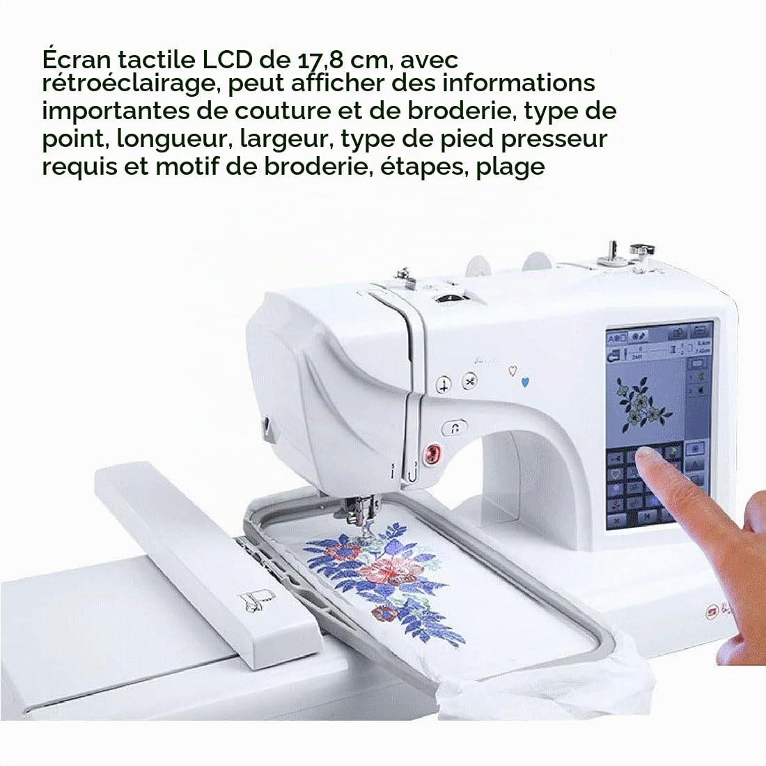 Machine à Broder électrique Automatique Machine à Coudre 158 Motifs Intégrés avec Zone Broderie 4" X 9,2",écran Tactile LCD,210 Lettres Intégrées,30 Bordures Motifs,Couture Facile