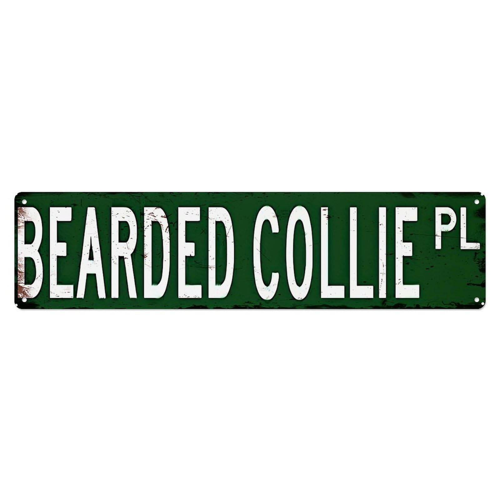 Jdyansheng Vintage Bearded Collie Pl Street Sign Tin Sign Metal Poster Metal Signs For Home Man Cave Bar Cafe Kitchen Laundry Room Wall Decorations 4X16 Inches