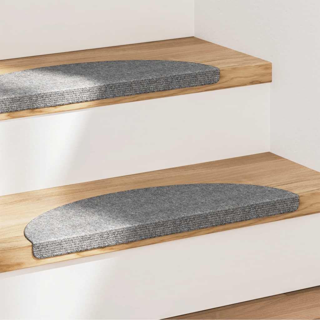 Lot de 15 tapis d'escalier autocollants - 56 x 17 x 3 cm - Gris - Antidérapant - Avec protection contre les marches et les rayures - Pour escalier en bois, escalier en pierre, intérieur