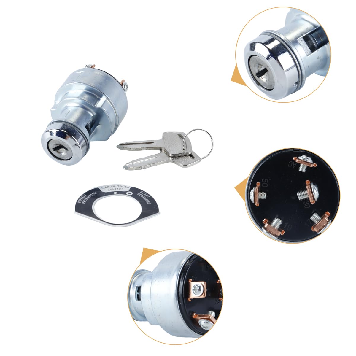 Ausi Interruttore di accensione di ricambio con 2 chiavi compatibile con Kubota B5100 B6100 B7100 Grasshopper 721 Cub Cadet 66706-55120