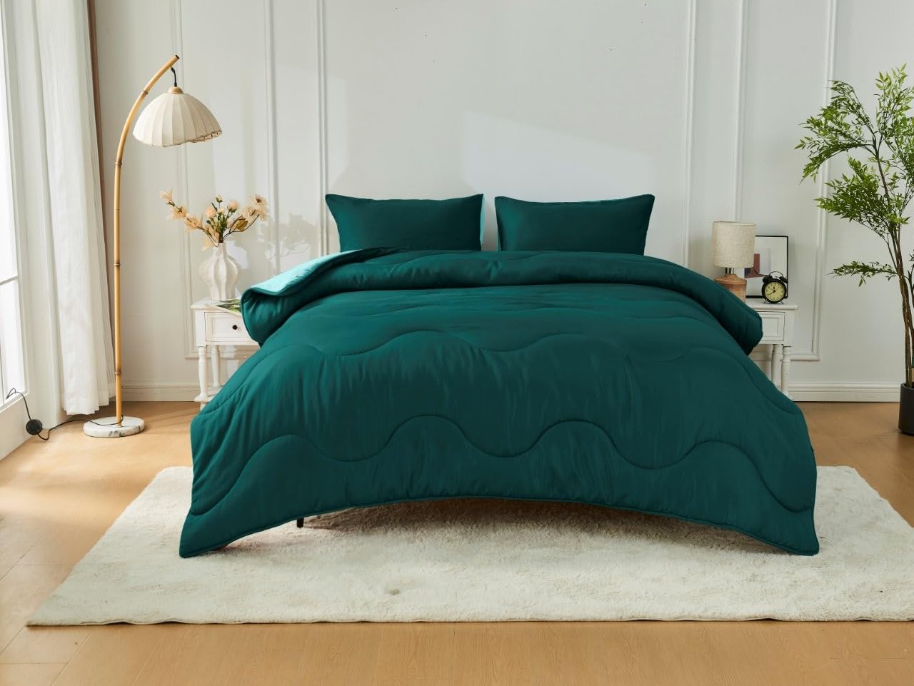 Slumber Nights Coverless 10.5 Tog Quilt Reversible Microfibre Duvet Anti Allergy Soft Bedding (Green/Dark Green, Single)