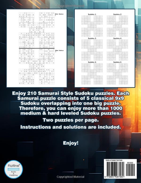 Miniatura 2 de Samurai Sudoku for Advanced 210 Intermediate & Hard Samurai Style Puzzle Variations