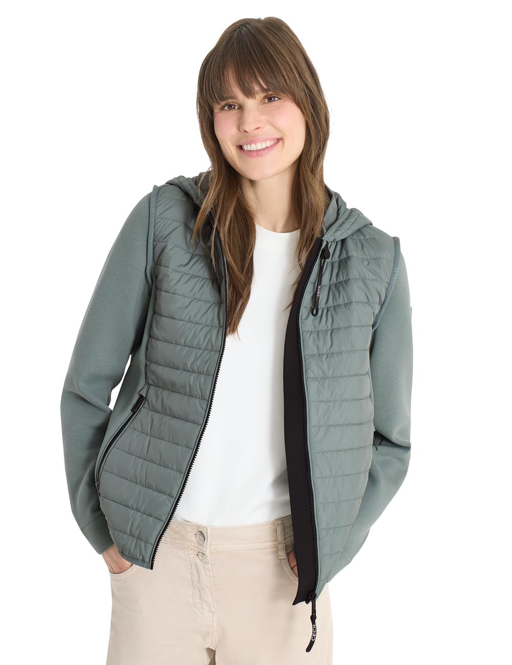 Cecil Damen 2005677 Jacke mit Strukturmix und Kapuze (1er Pack)