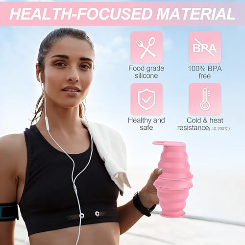 Miniatura 3 de Botella de agua plegable, botellas de agua plegables de silicona reutilizables sin BPA de 17 onzas para viajes (A*)